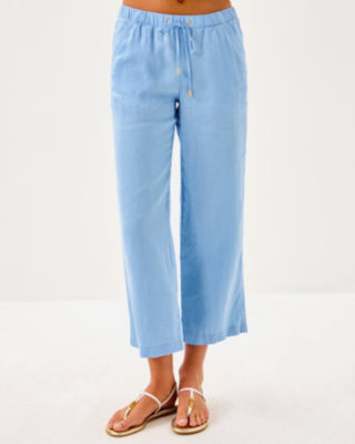 27" Brawley Linen Crop Pant, Jacaranda Blue, large image 2
