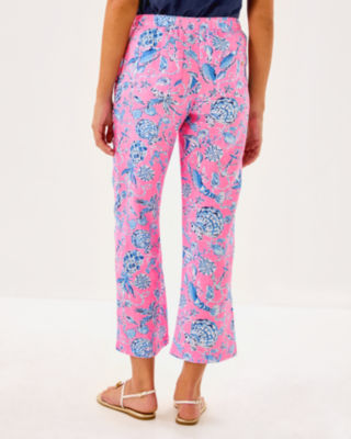 27" Brawley Linen Crop Pant, Rousseau Pink Barefoot Beachcombers, large image 1