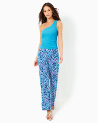 パンツ Alaia Pantalone Palazzo In Lino E Seta ALAÏA BLACK JERSEY PEPLUM PANTS | ALAÏA MO