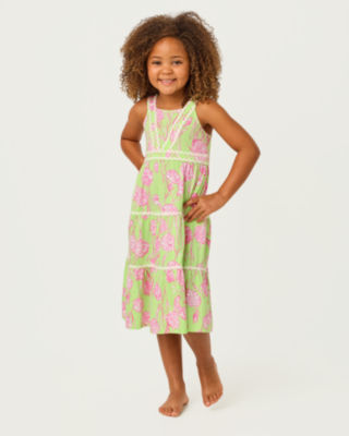 Girls Mini Pollie Midi Dress, Pistachio Macaron Alina, large