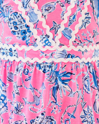Girls Mini Pollie Midi Dress, Rousseau Pink Barefoot Beachcombers, large image 5