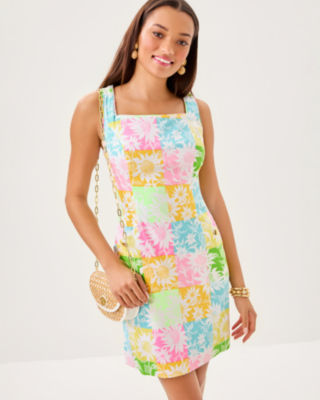 The Lilly Shift Dress, Multi Via Sunny Sunflowers, large