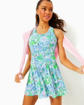 UPF 50+ Luxletic Punta Cana Active Dress, Orb Green Serving It Up, large - Lilly Pulitzer