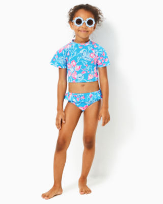 Girls Maxey Rashguard Swim Set, Multi Bahamian Rhapsody Swim, large - Lilly Pulitzer