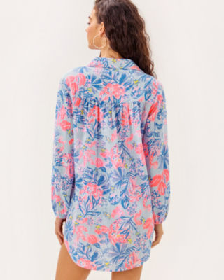 Kique Long Sleeve Cover-Up, Multi Elephant Splash, large image 1