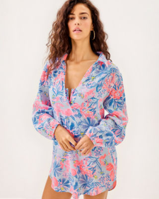 Kique Long Sleeve Cover-Up, Multi Elephant Splash, large image 2