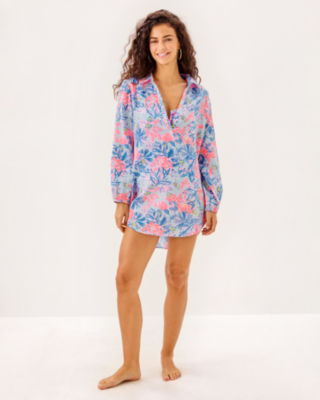 Kique Long Sleeve Cover-Up, Multi Elephant Splash, large image 3