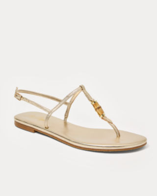 Leena Sandal, Gold Metallic, large - Lilly Pulitzer