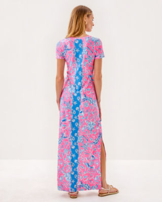 UPF 50+ Kaden ChillyLilly Maxi Dress, Rousseau Pink Barefoot Beachcombers Engineered Chillyl, large image 2