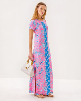 UPF 50+ Kaden ChillyLilly Maxi Dress, Rousseau Pink Barefoot Beachcombers Engineered Chillyl, large image 3