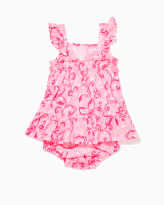 Charlize Infant Dress, Conch Shell Pink Flamingle Garden, large image null - Lilly Pulitzer