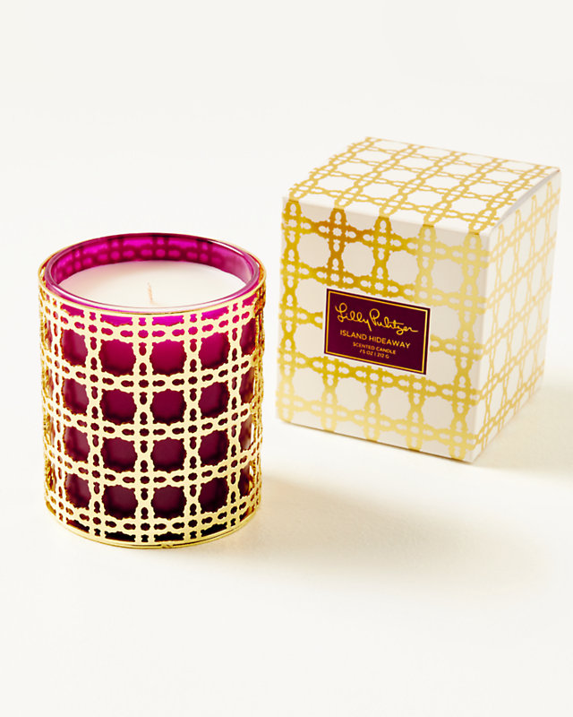 Glass Candle With Gold Caning, Amarena Cherry, large - Lilly Pulitzer