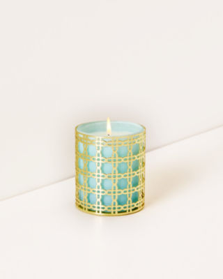 Shop Lilly Pulitzer Glass Candle With Gold Caning In Hydra Blue