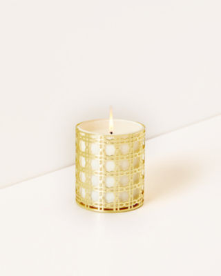 Shop Lilly Pulitzer Glass Candle With Gold Caning In Resort White