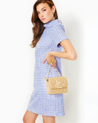 Tiessa Boucle Shift Dress, Lark Lilac Swirl Boucle, large image undefined