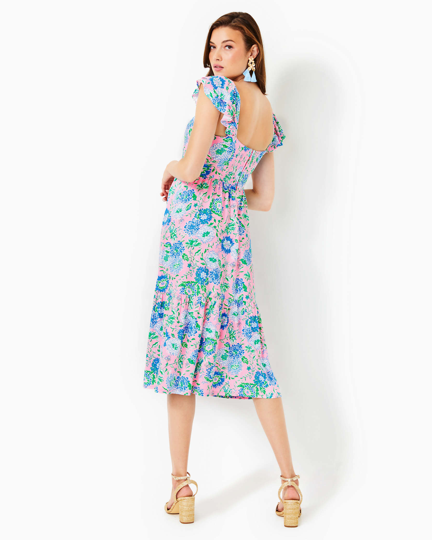 Shop Lilly Pulitzer Bayleigh Midi Dress In Conch Shell Pink Rumor Has It