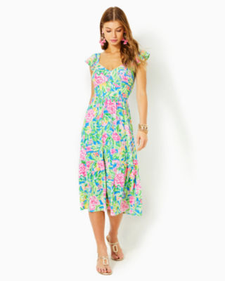 Bayleigh Midi Dress, Multi Grove Garden, large image undefined