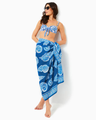 Shop Lilly Pulitzer Sharol Pareo Cover-up In Barton Blue Shell Of A Good Time Engineered Coverup