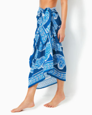 Shop Lilly Pulitzer Sharol Pareo Cover-up In Barton Blue Shell Of A Good Time Engineered Coverup