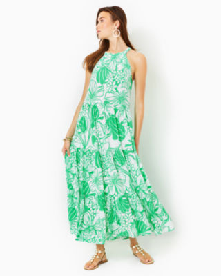 Beccalyn Maxi Dress, Spearmint Oversized Kiss My Tulips, large - Lilly Pulitzer