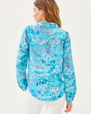 Sea View Button Down Top, Blue Peri Lilly Loves North Carolina, large image 1