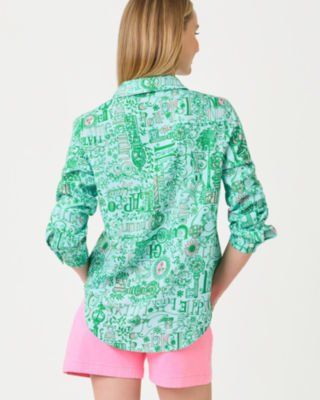 Sea View Linen Button Down Shirt, Bunny Blue Key West Destination, large image 1