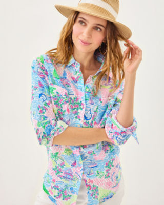 Sea View Button Down Top, Multi Lilly Loves Marthas Vineyard, large image 2