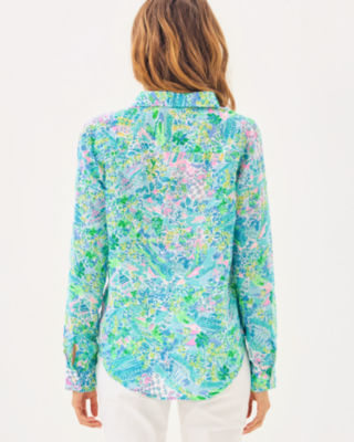 Sea View Button Down Top, Surf Blue Lilly Loves South Carolina, large image 1