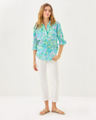 Sea View Button Down Top, Surf Blue Lilly Loves South Carolina, large image 3