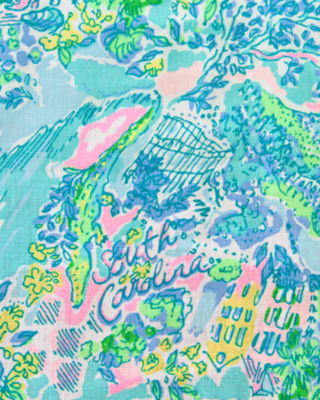 Sea View Button Down Top, Surf Blue Lilly Loves South Carolina, large image 4