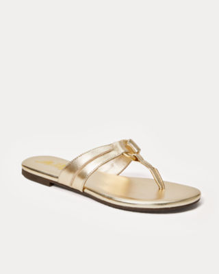 McKim Sandal, Gold Metallic, large - Lilly Pulitzer