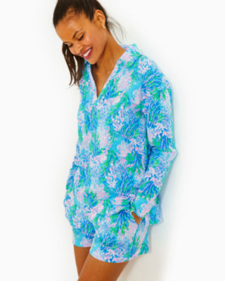 Clanton Top, Las Olas Aqua Strong Current Sea, large - Lilly Pulitzer