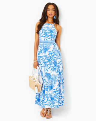 Charlese Cotton Maxi Dress, Resort White Glisten In The Sun Engineered Woven Dres, large - Lilly Pulitzer