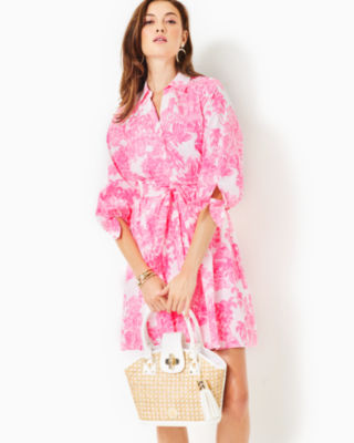 Amrita Cotton Shirtdress, Resort White Pb Anniversary Toile, large image undefined