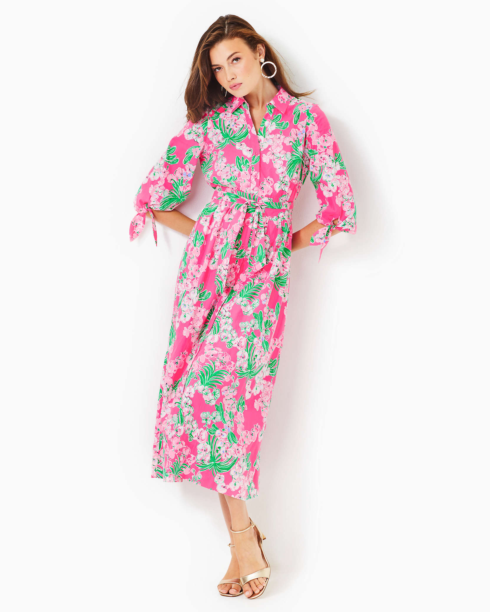 Shop Lilly Pulitzer Amrita Cotton Midi Shirtdress In Roxie Pink Worth A Look