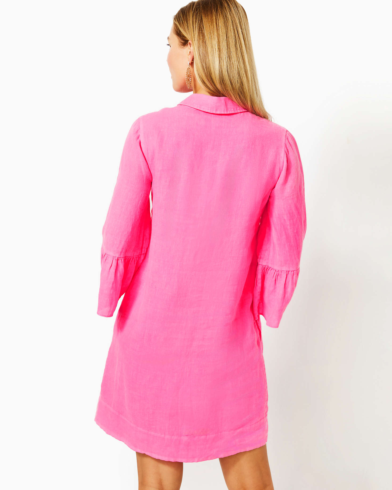 Shop Lilly Pulitzer Jazmyn Linen Tunic Dress In Roxie Pink