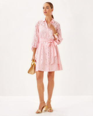 Amrita Shirtdress, Pink Muse Flora Faille, large image 3