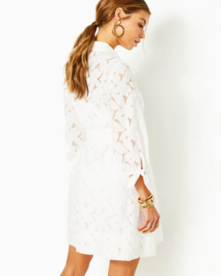 Amrita Shirtdress, Resort White Flora Faille, large image undefined