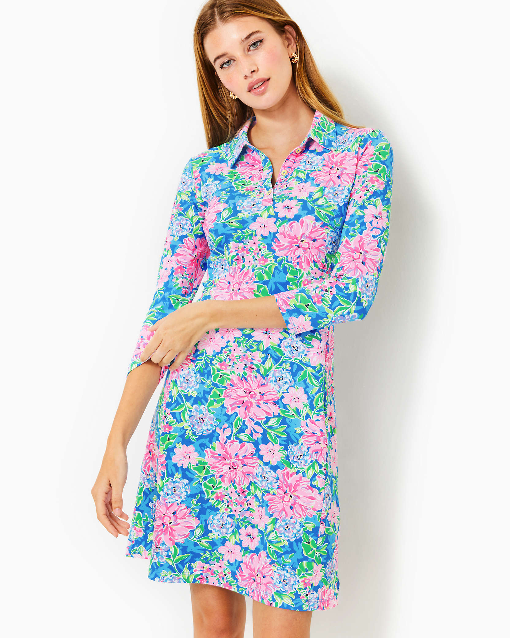 Shop Lilly Pulitzer Upf 50+ Luxletic Silvia Dress In Multi Spring In Your Step