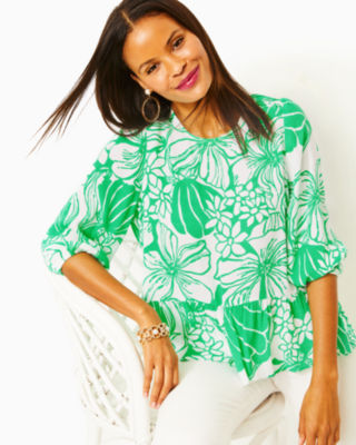 Aranea Top, Spearmint Oversized Kiss My Tulips, large - Lilly Pulitzer