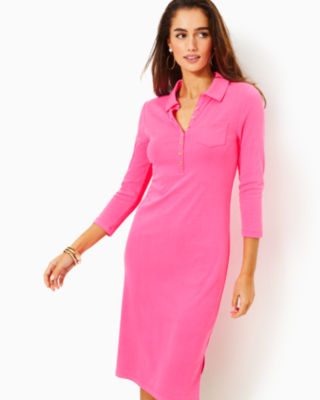 SLUB RIB 3/4 SLEEVES DRESS