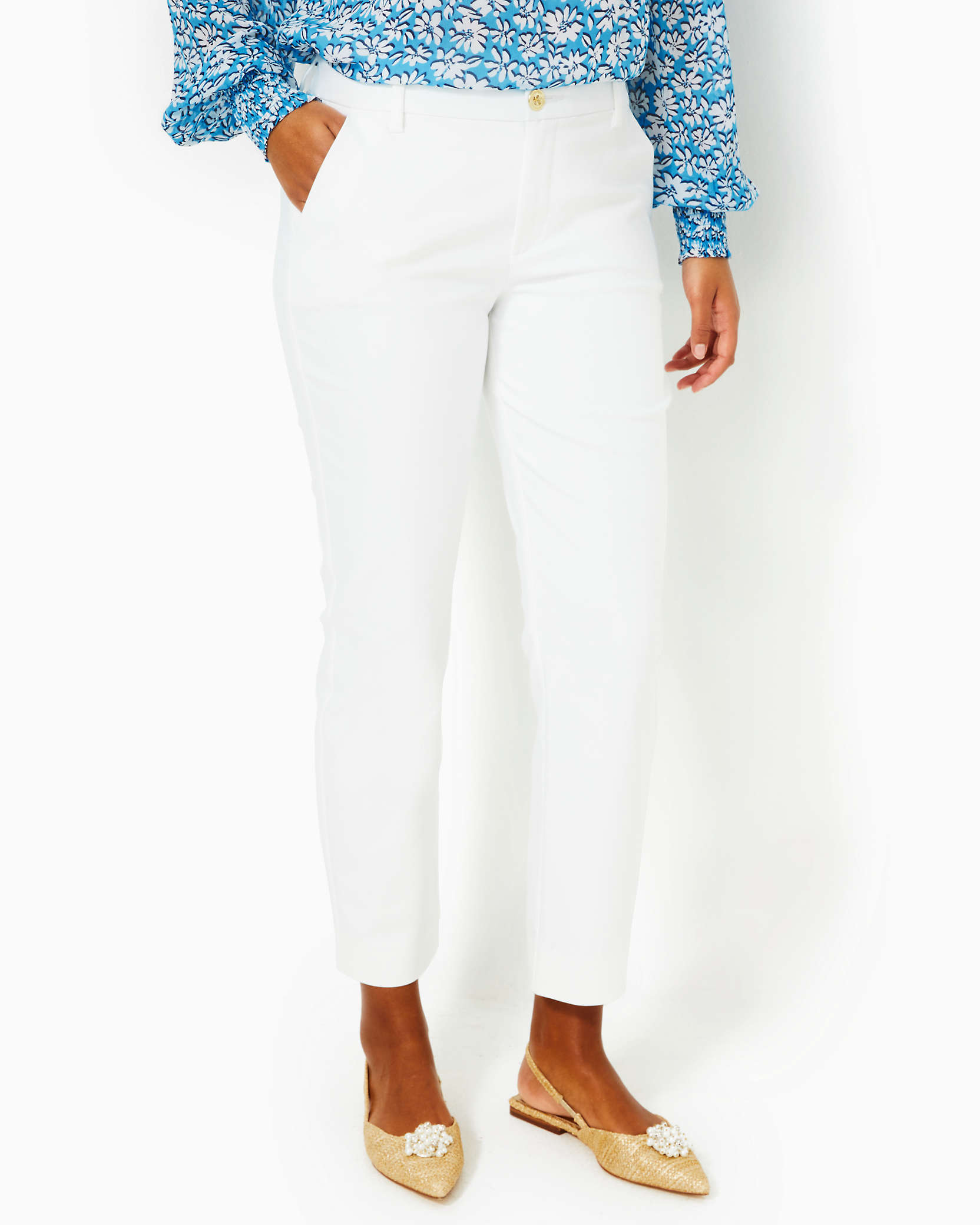 Shop Lilly Pulitzer 28" Gretchen High Rise Straight Leg Pant In Resort White
