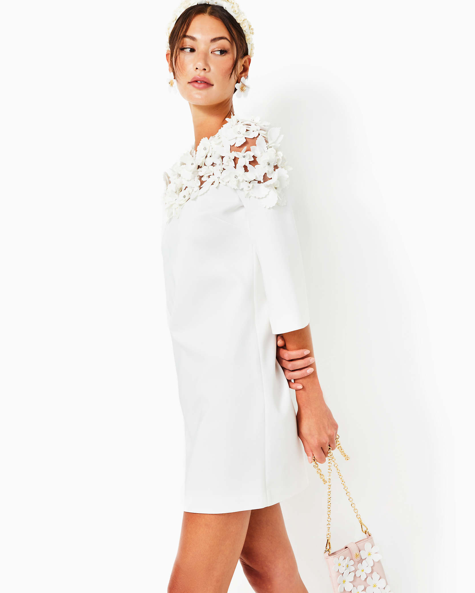Shop Lilly Pulitzer X Badgley Mischka Beatrice Dress In Resort White