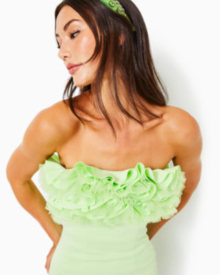 Lilly Pulitzer x Badgley Mischka Fritzi Ruffle Dress, Iced Jade, large image undefined