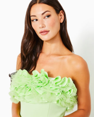 Lilly Pulitzer x Badgley Mischka Fritzi Ruffle Dress, Iced Jade, large image undefined