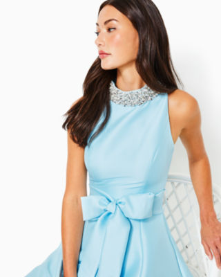Lilly Pulitzer x Badgley Mischka O'Hara Halter Dress, Hydra Blue, large image 4 - Lilly Pulitzer