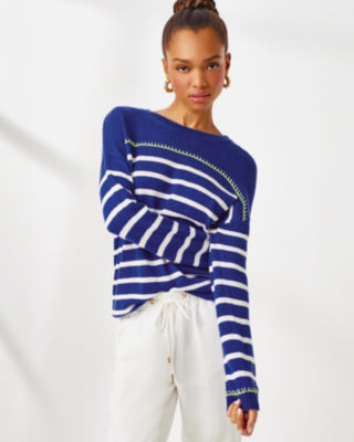 Kyren Sweater, Blue Med Never Ending Stripe, large - Lilly Pulitzer