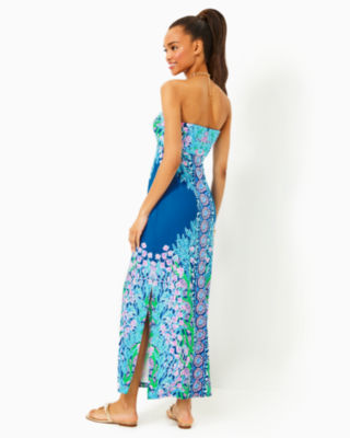 Noa Strapless Maxi Dress, Barton Blue Seacret Escape Engineered Knit Dress, large image 1 - Lilly Pulitzer