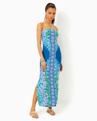 Noa Strapless Maxi Dress, Barton Blue Seacret Escape Engineered Knit Dress, large image 2 - Lilly Pulitzer