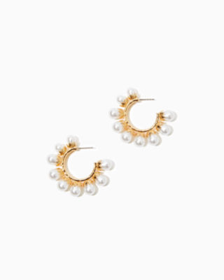 Pearl Perfect Hoop Earrings, Gold Metallic, large - Lilly Pulitzer